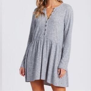 🆕 Billabong always lounging long sleeve soft and comfy grey dress NWT size xs